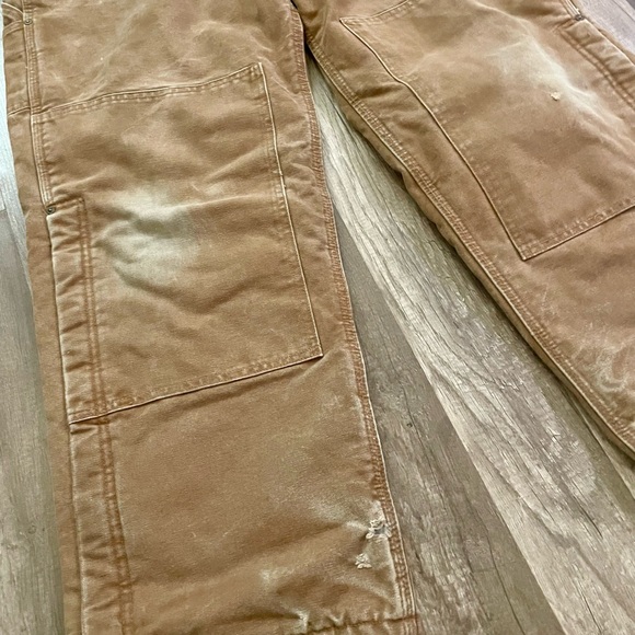 Beautiful VINTAGE Carhartt Sandstone washed-duck, lined bib overalls! - Picture 4 of 14